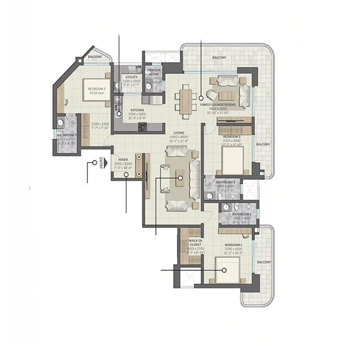 Sobha Sector 63A Gurgaon 3BHK Floor Plan